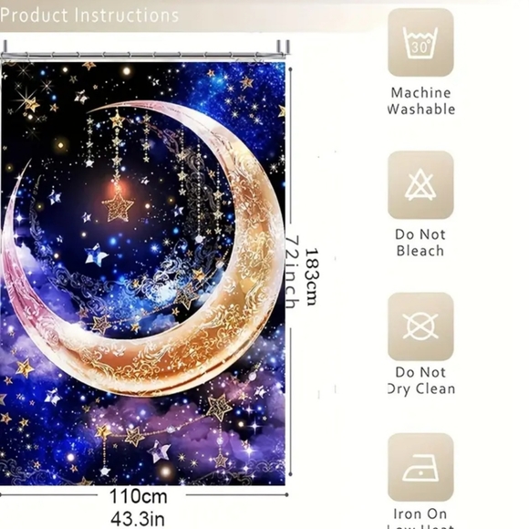 WORLD MARKET (PIER ONE) CELESTIAL  MOON & SHOWER CURTAIN NWT - Picture 4 of 6